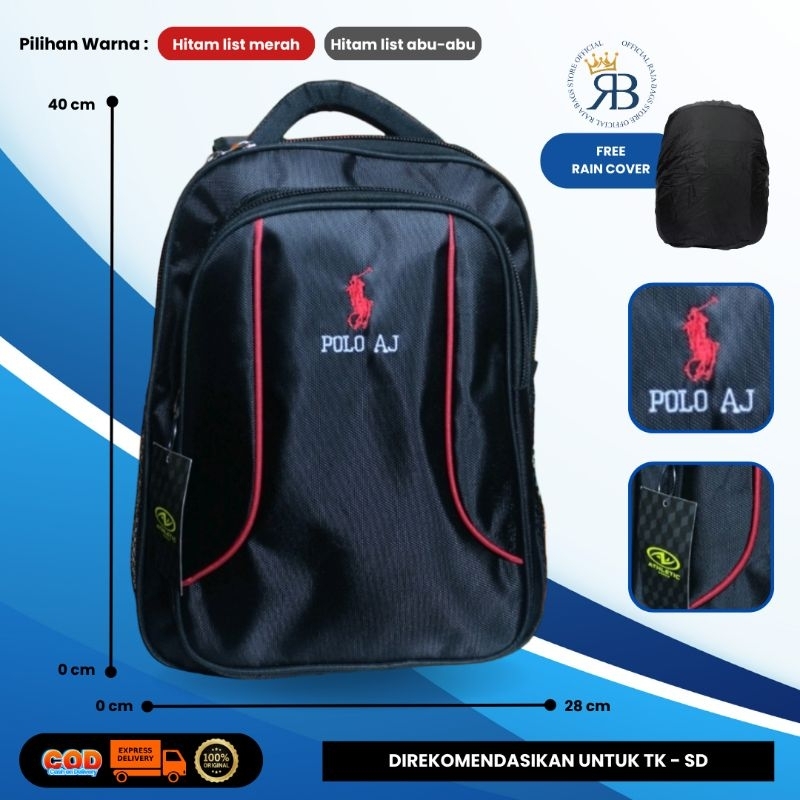 Tas Ransel Polo AJ/Tas Sekolah Polo Untuk TK - SD/Tas Laptop Unisex BISA COD