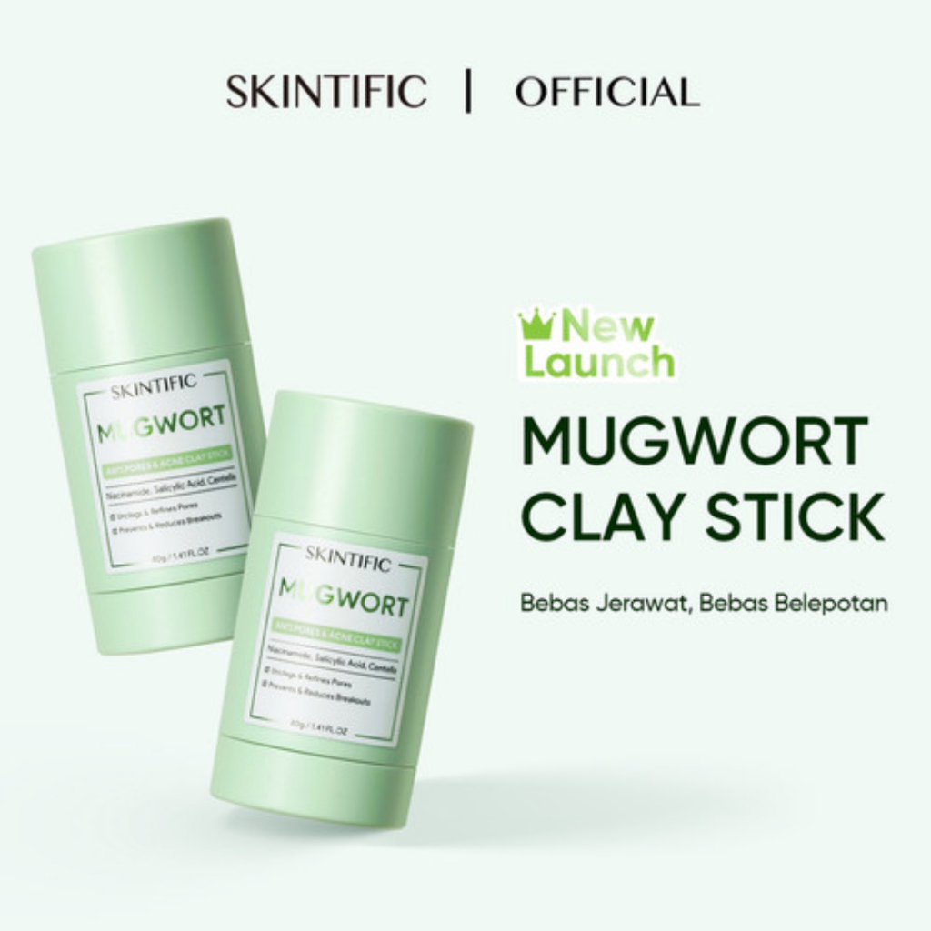 SKINTIFIC Mugwort Acne Clay Stick 40gr (100% ORIGINAL &amp; BPOM)