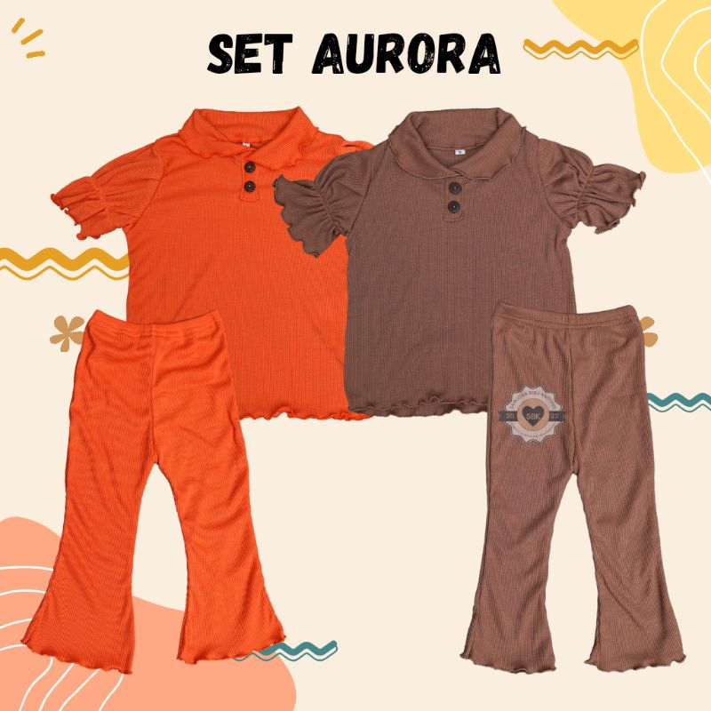 Baju Setelan Anak Perempuan AURORA Ruffle Knit Tee Rib Usia 1-5 Tahun