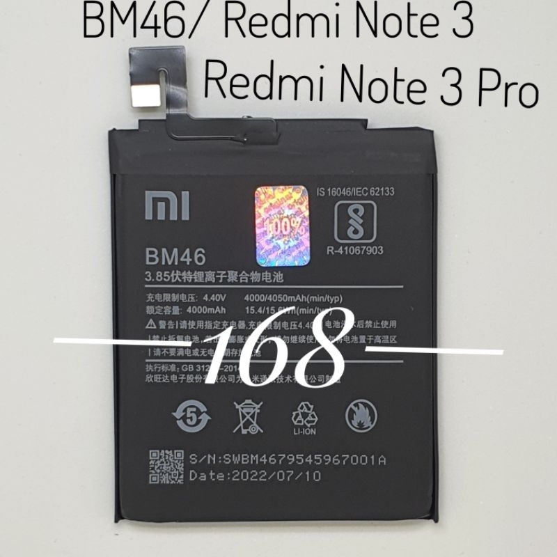 Baterai Batre Xiaomi Redmi Note 3  Note3 BM46 Batere Batrai Xiaomi BM 46 Redmi Note 3 Pro Note3 Pro Original Battery