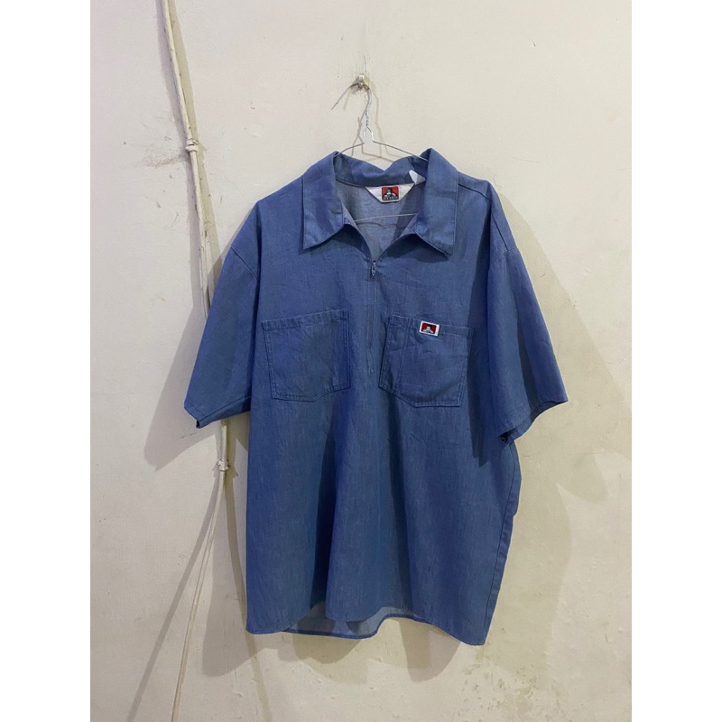 Ben Davis Short Sleeve Half-Zip Work Shirt - Navy