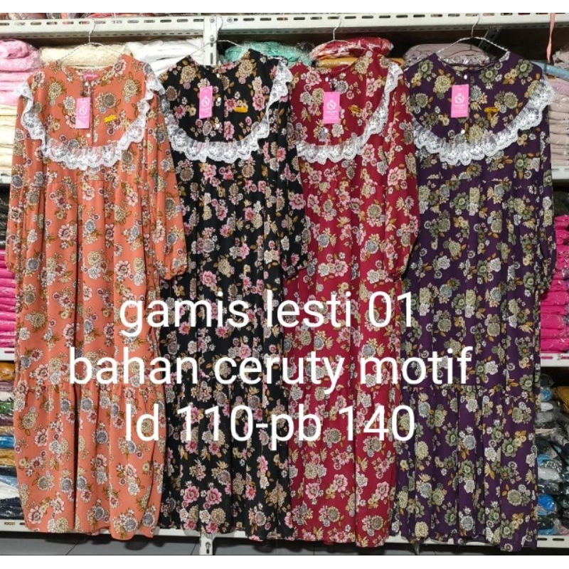 Gamis Lesti 01 Gamis Ceruty Renda Gamis Ceruty