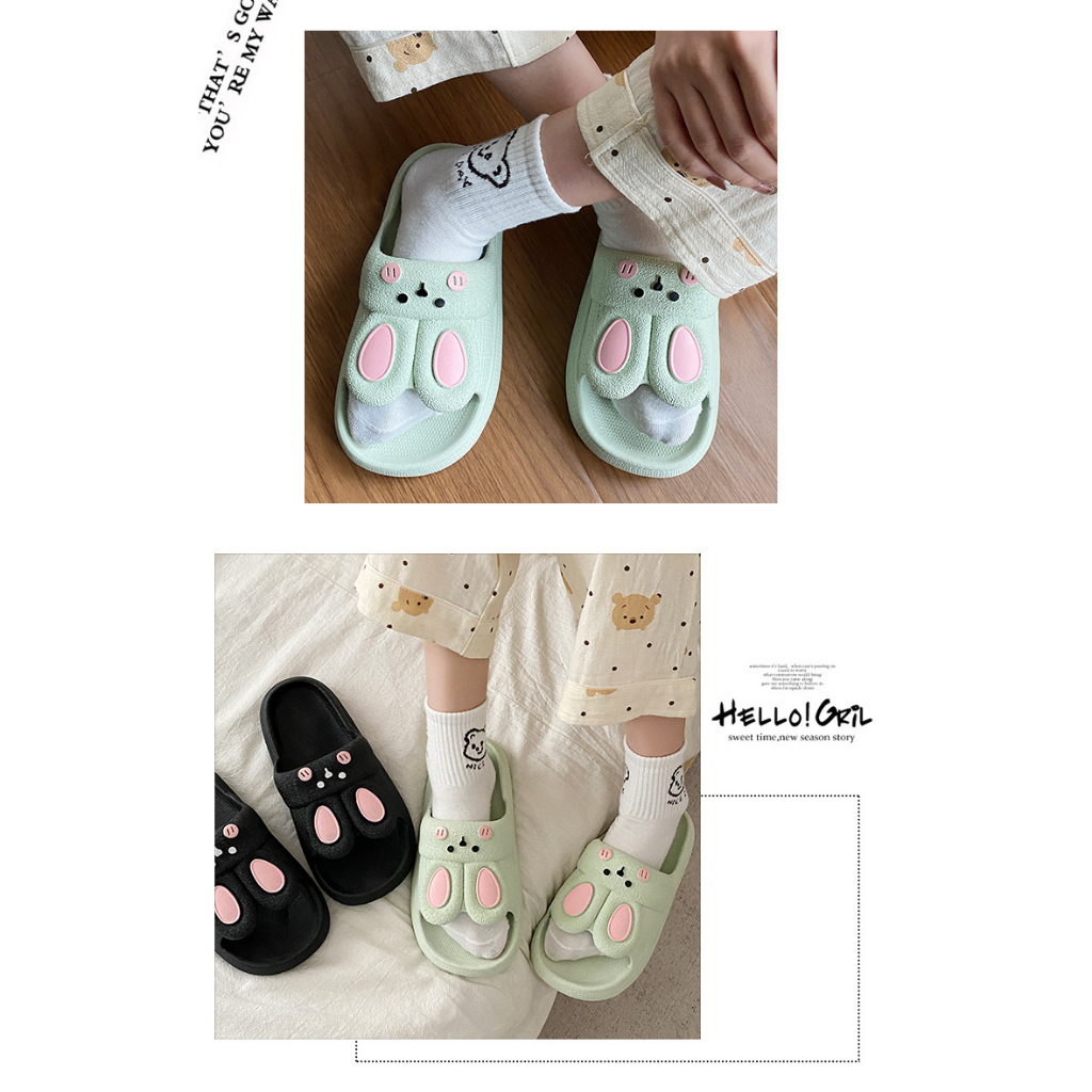 Sandal Slip On PVC Cute Rabbit Sendal Kelinci Rumah Nyaman Slipper Korea Soft Rubber Non Slip Flip Flop EVA Rumah Sendal Wanita Kekinian Selop Comfortable 8932