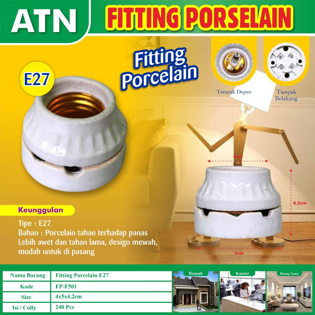 Fitting keramik E27 F501/ fitting porselen / fitting lampu/FittingTahan Panas