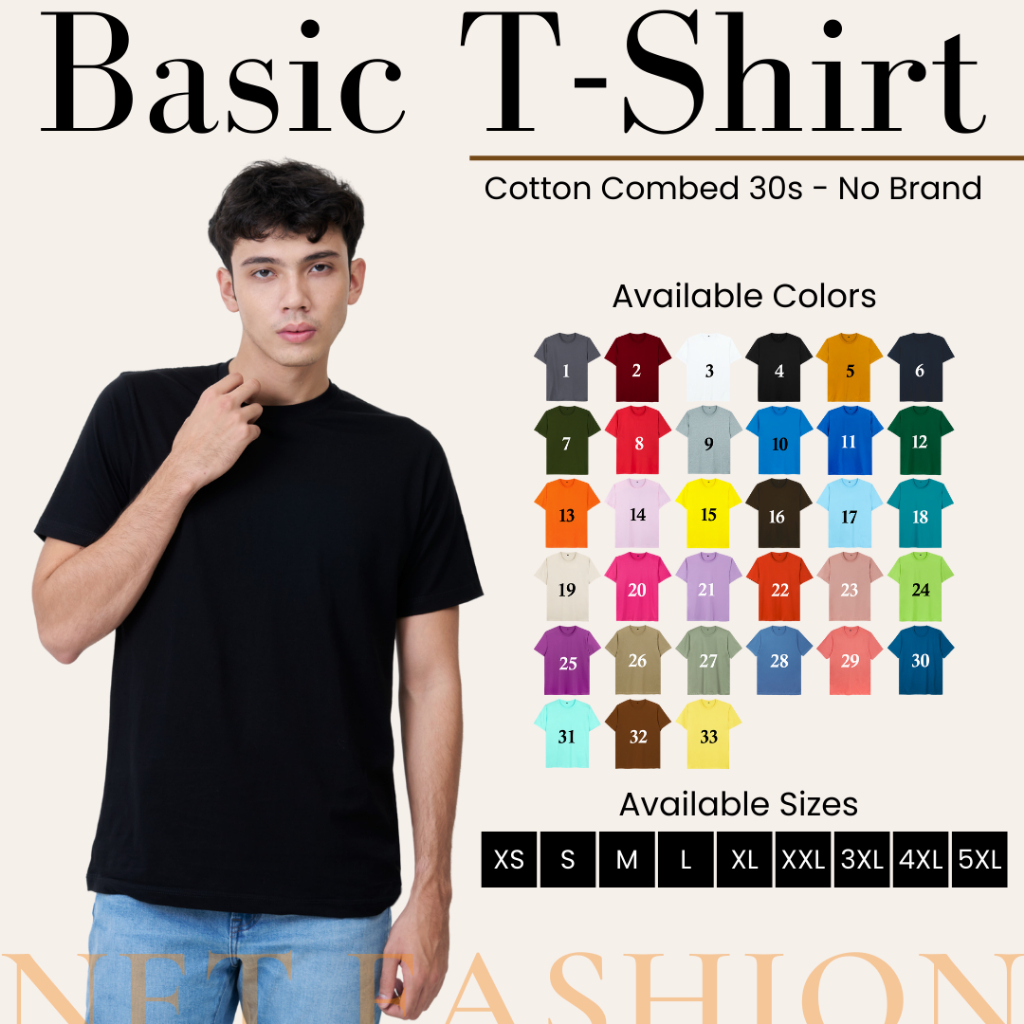 KAOS POLOS PRIA COTTON COMBED 30S - KAOS LENGAN PENDEK PRIA ROUND NECK REGULER FIT