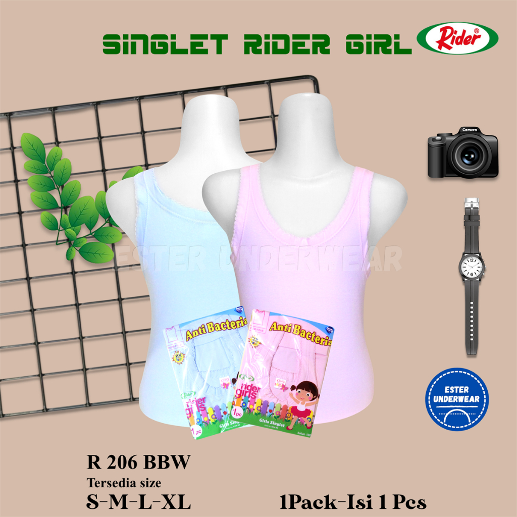 kaos singlet anak perempuan Rider R 206 BBW ISI-1PCS  Bahan Katun