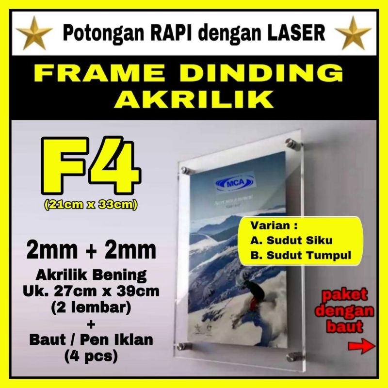 FRAME AKRILIK F4 / Acrylic Frame / Frame Dinding / Frame Foto / Frame Poster