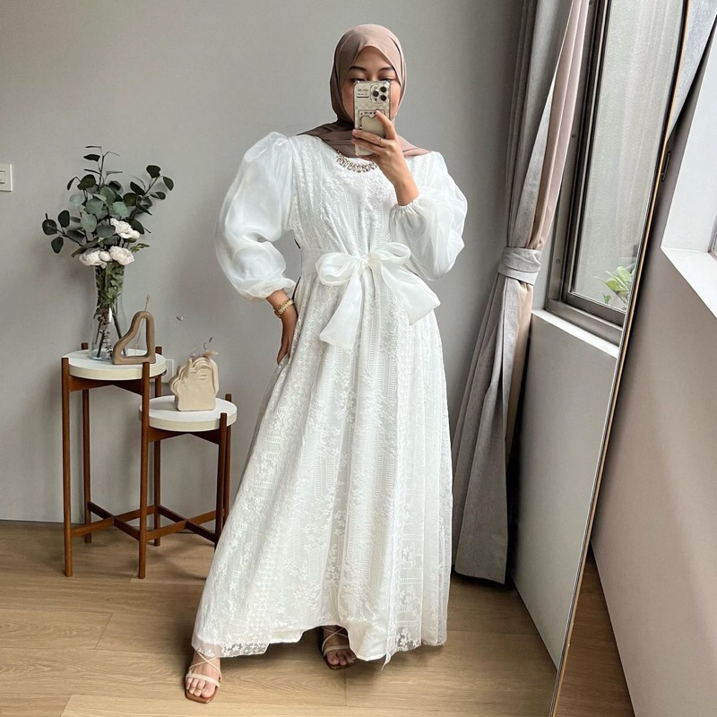 Oclo | Keeva Dress Lebaran Lace Brocade mix organza