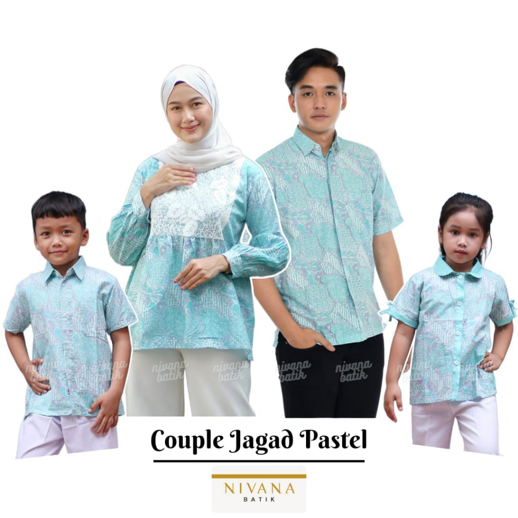 Batik Couple Keluarga Atasan JAGAD PASTEL HIJAU MINT