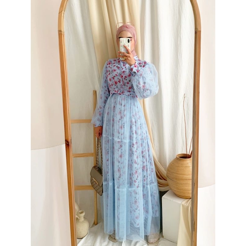 MAXY FORTUNA BUNGA, KATUN RAYON, GAMIS HIJAB MUSLIM, MAXY DRESS, 2 UKURAN