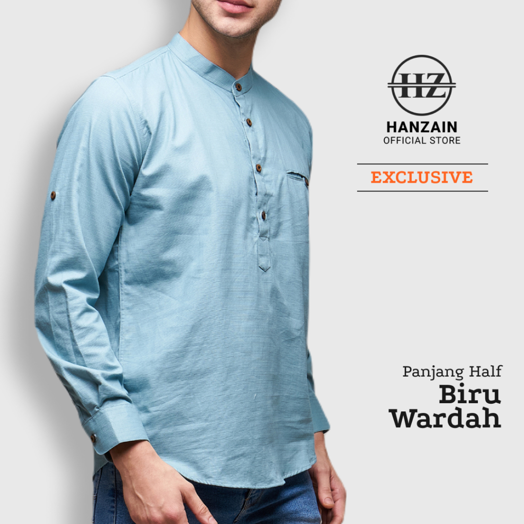 BAJU KEMEJA KOKO KEMKO PRIA LENGAN PANJANG BIRU WARDAH TOSKA HANZAIN