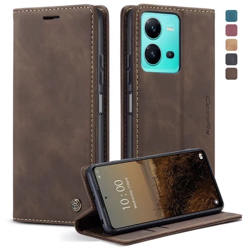 VIVO V25 / VIVO V25E CASEME Flip Wallet Leather Case Cover Sarung Dompet LIPAT Kulit PU