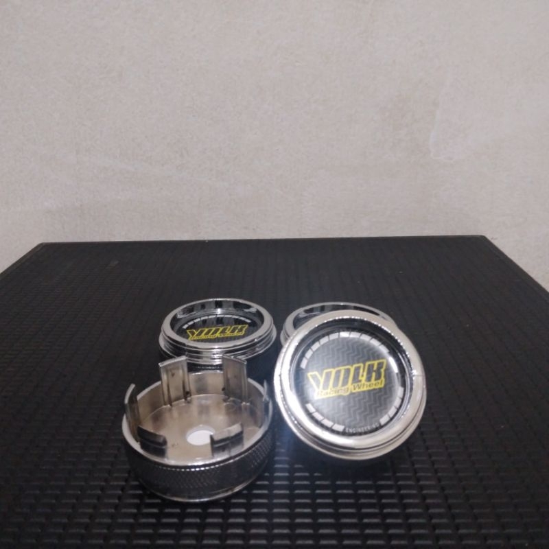 Dop Roda Tutup Velg Roda Racing Tabung Chrome Volk Kuning Diameter 6cm Harga Set