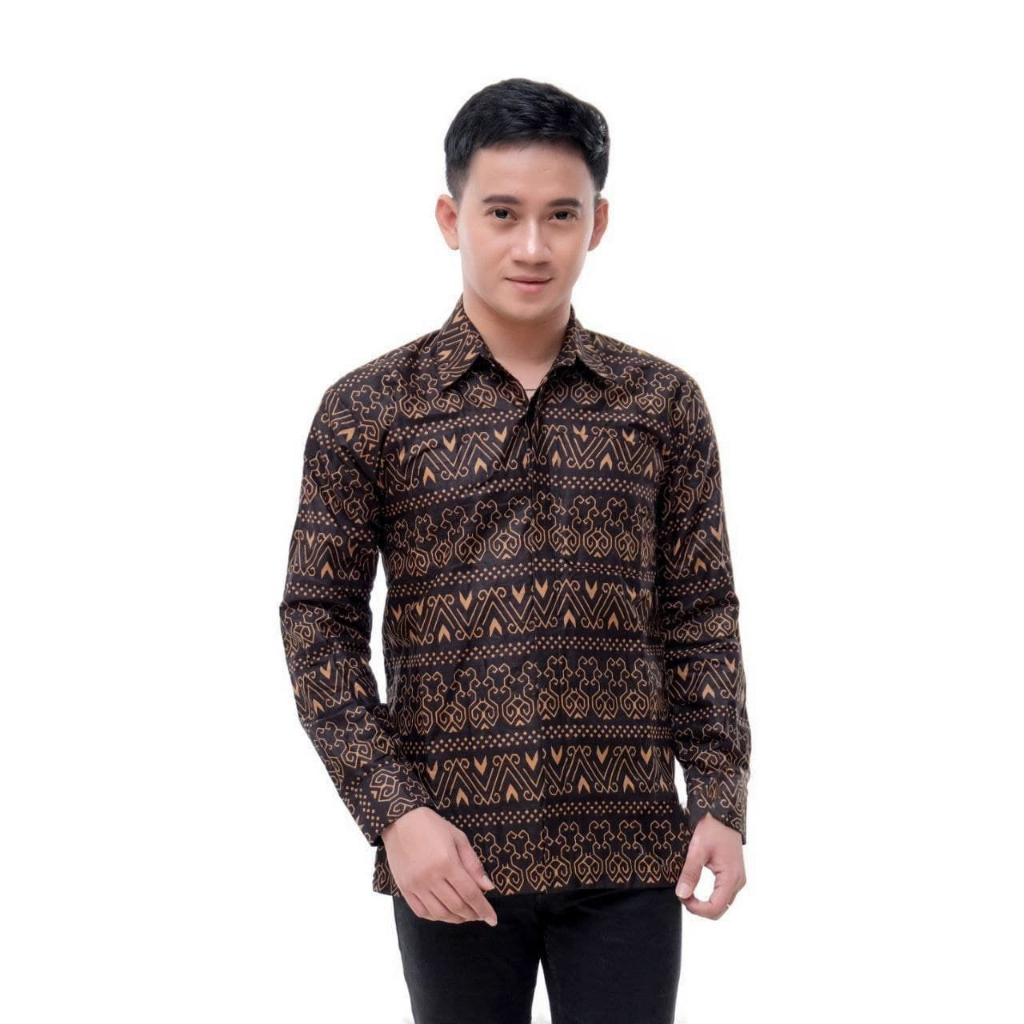 grosir kemeja pria lengan panjang motif semut Hitam size jumbo m, l, xl, xxl, xxxl, xxxxxl