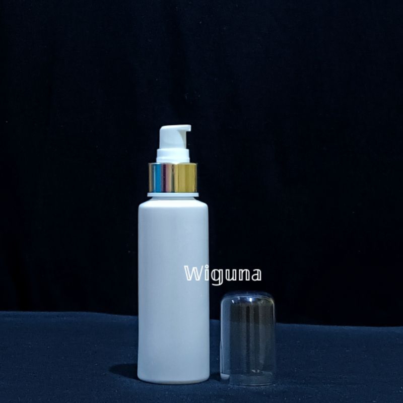 Botol Pump Treatment 100ml Rf / Botol Rf 100ml Putih Tutup Treatment pump Full cover Silver