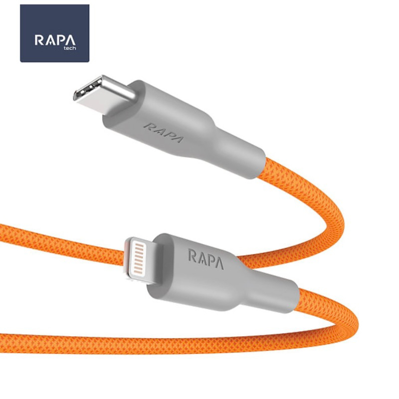 Original RAPAtech KABEL DATA USB TYPE C TO LIGHTNING NYLON PD SUPER FAST CHARGING 27W FOR iPhone 11 12 13 14 PRO MAX (Line Max l DC-2024)