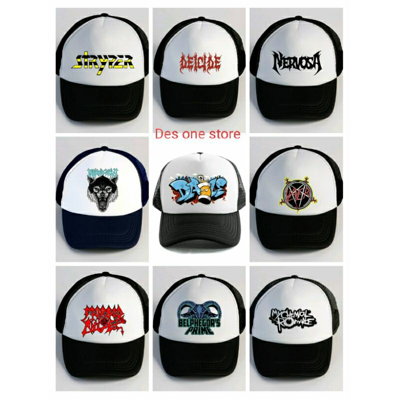 Topi Musik Band Stryper Deicide Nervosa parkway Mcr  Morbith Slayer circle Belpeghor Topi Band Metal