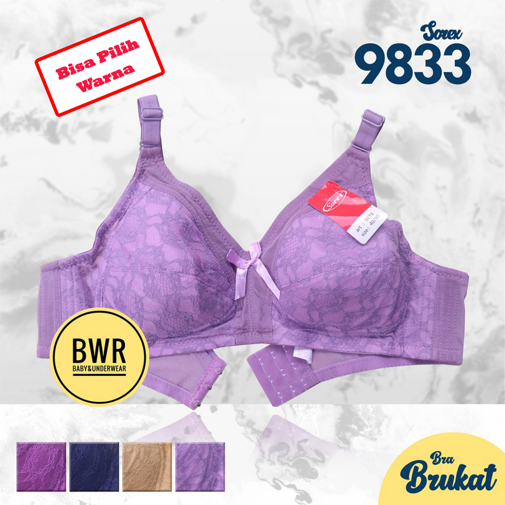 BH Sorex 9833 Renda Klasik | Bra Tanpa Kawat Busa Cup Besar Kait 3 - Bwr IX