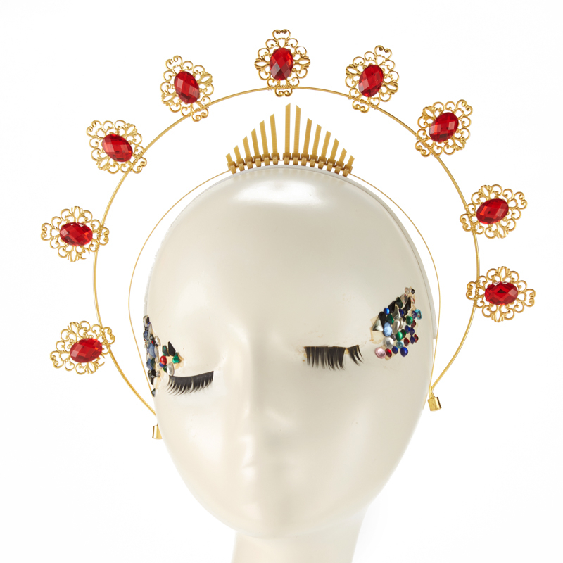 Gothic Red Gold Pearl Crown Of Thorns Mahkota Mutiara Merah Emas 8739