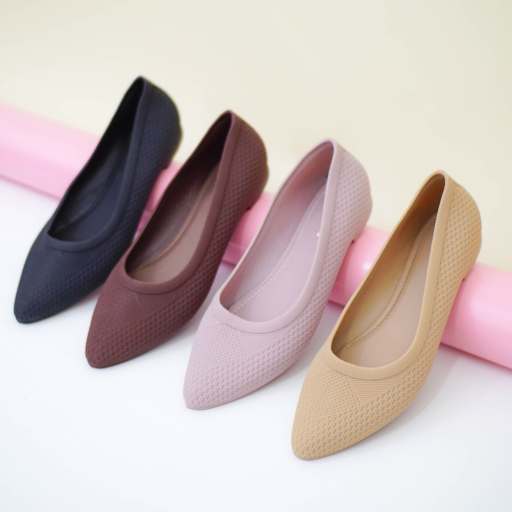 BTS - Porto Leveling Sepatu Flatshoes Kerja Wanita Karet Anti Slip Cantik Model Korea Casual Porto Lady