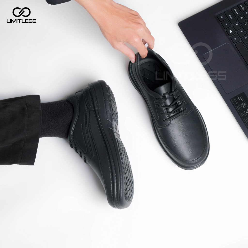 Sepatu Cowok Fantofel Kantor Sepatu Kerja Pria CRUZZ Pantofel Formal Full Black Premium Terbaru Tali