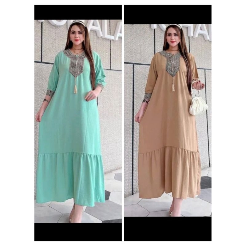 GAMIS ARABIAN RENDA GOLD MEWAH