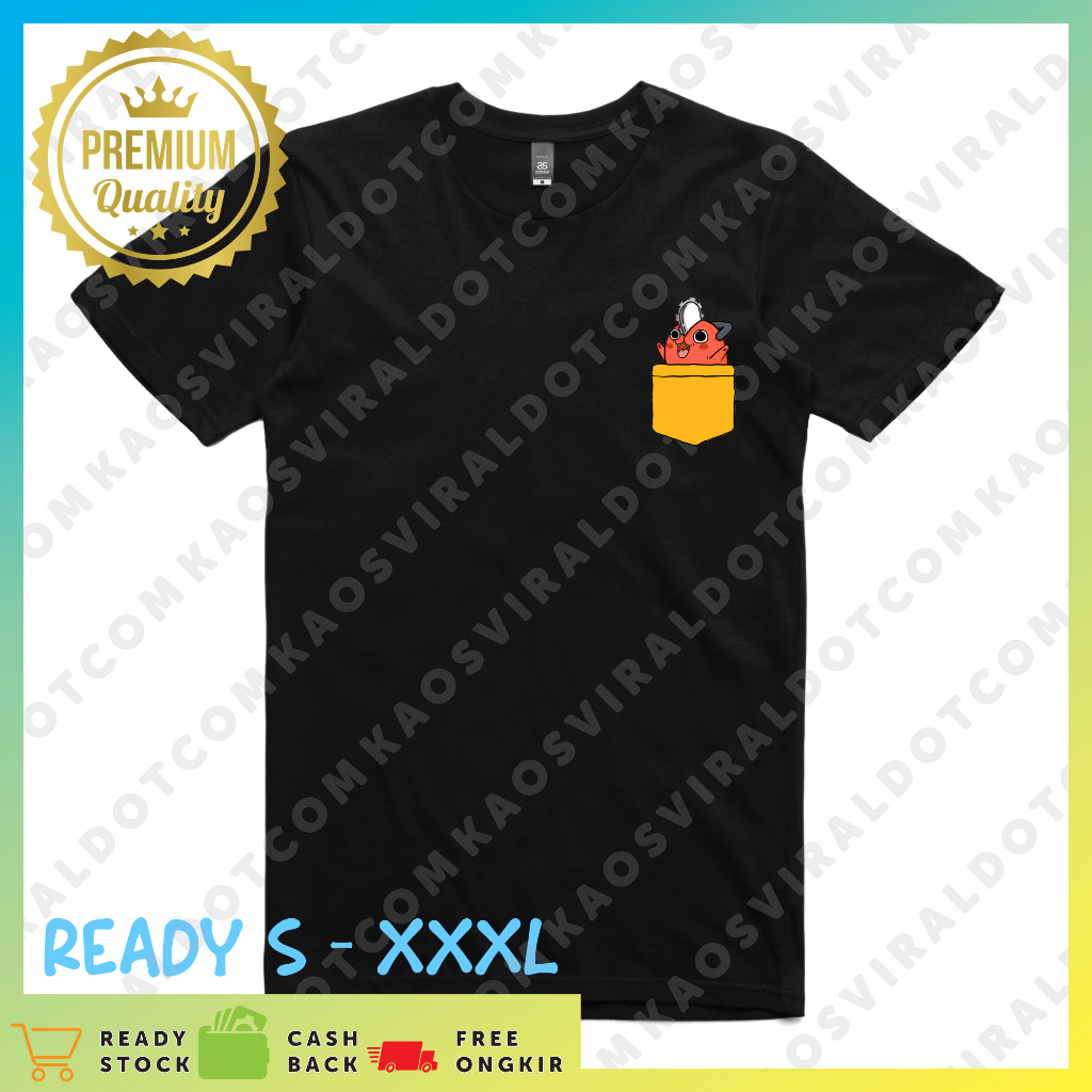 BAJU KAOS ANIME CHAINSAW POCHITA POCKET T-SHIRT DISTRO UNISEX