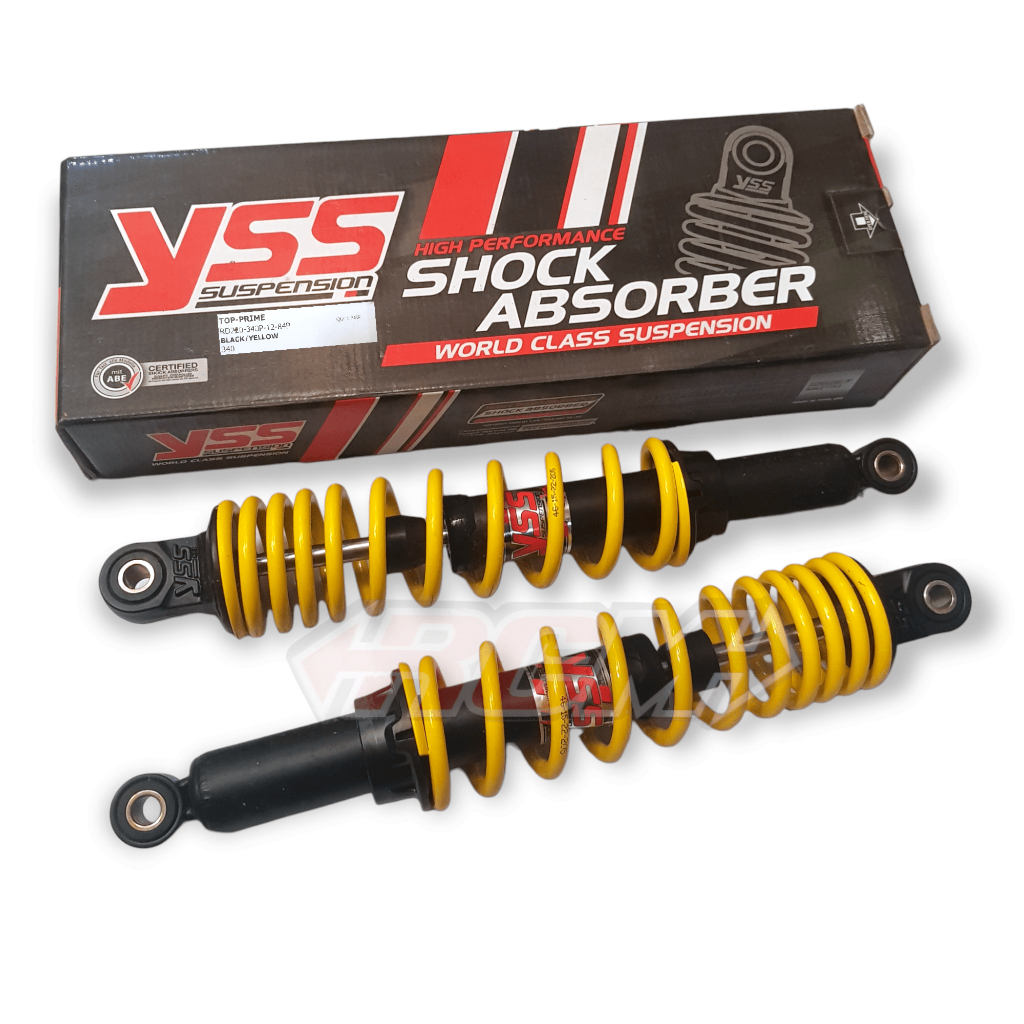 SUSPENSI SUSPENSION PEREDAM KEJUT ABSORBER SHOCKBREAKER SHOCK BREAKER SHOCK SKOK SOK BLK BLKG BELAKANG TOP PRIME 340MM 340 MM KUNING YELLOW HITAM BLACK DOF WHITE PUTIH RED MERAH CHROME RXK RX-KING RXKING SUPRA TIGER DLL ORI ORIGINAL YSS ASLI