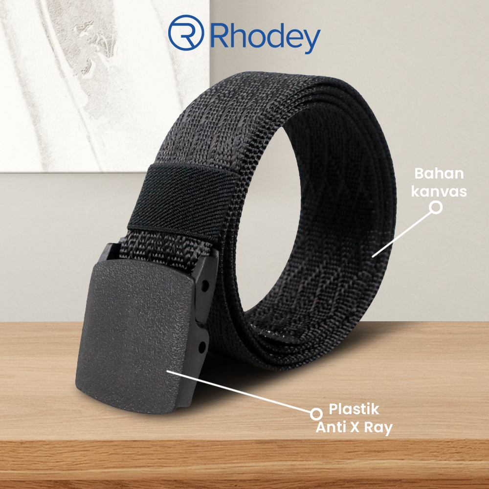 Rhodey - Gesper Stylish Motif Non-Metal Anti Xray` Tactical Webbing Belt` Sabuk Canvas` Ikat Pinggang Outdoor