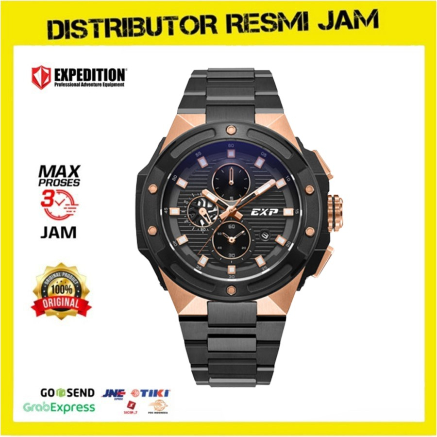 Jam Tangan Pria Expedition EXP6818MCB EXP 6818 MCB E6818 Black Rose Gold