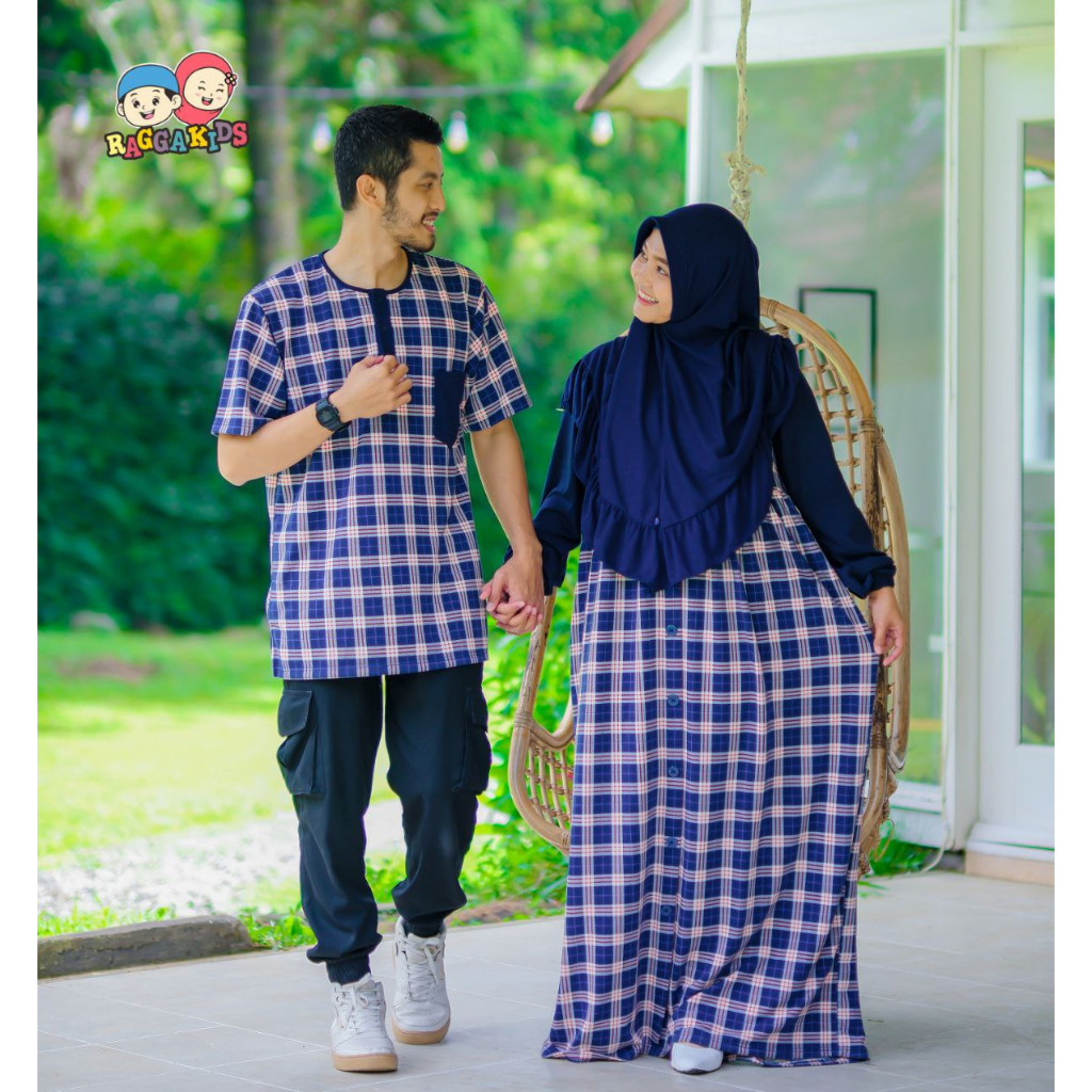 Gamis Wanita Couple Sarimbit Remaja Dewasa Raggakids motif kotak