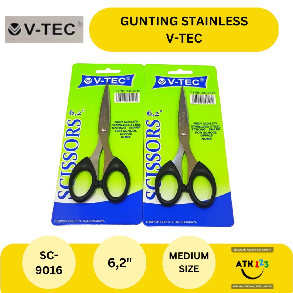 Gunting Kertas Stainless Steel / Stationary Scissors V-Tec SC-9016