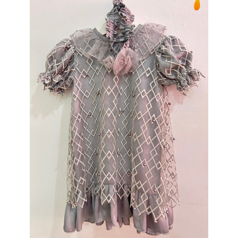 Dress Abu-abu silver anak