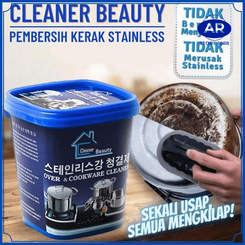 AR KRIM PEMBERSIH KERAK STAINLESS ISI 500GR / CLEANER BEAUTY KOREA / PENGHILANG NODA GOSONG / KRIM PANCI / KRIM PEMBERSIH PANCI