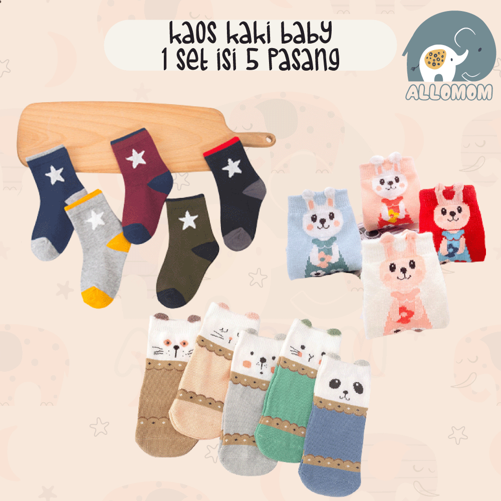 KAOS KAKI BAYI 1 SET LUCU ISI 5 PASANG NEWBORN / BABY SOCKS