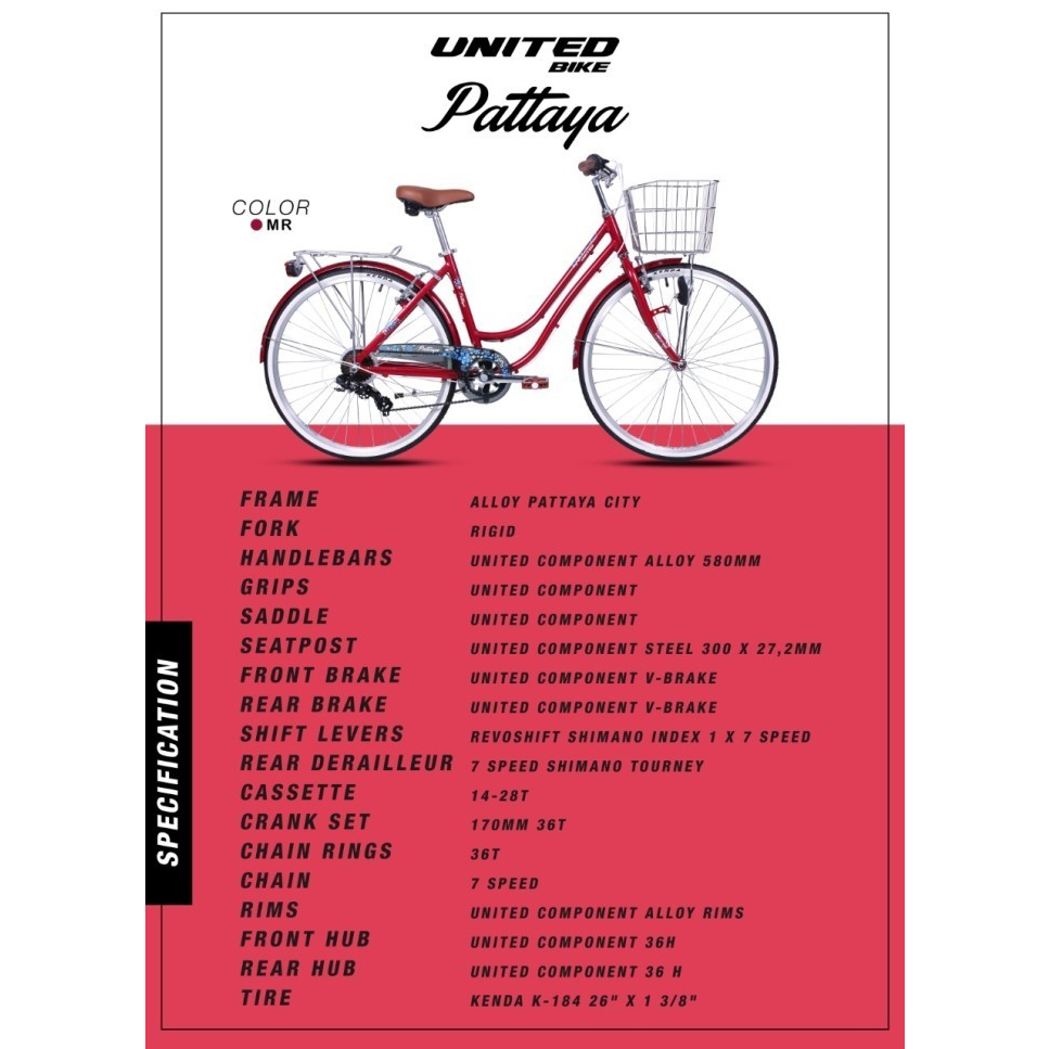 Sepeda United CTB Pattaya 26 inch City Bike Sepeda Keranjang sepeda city sepeda kota sepeda dewasa s