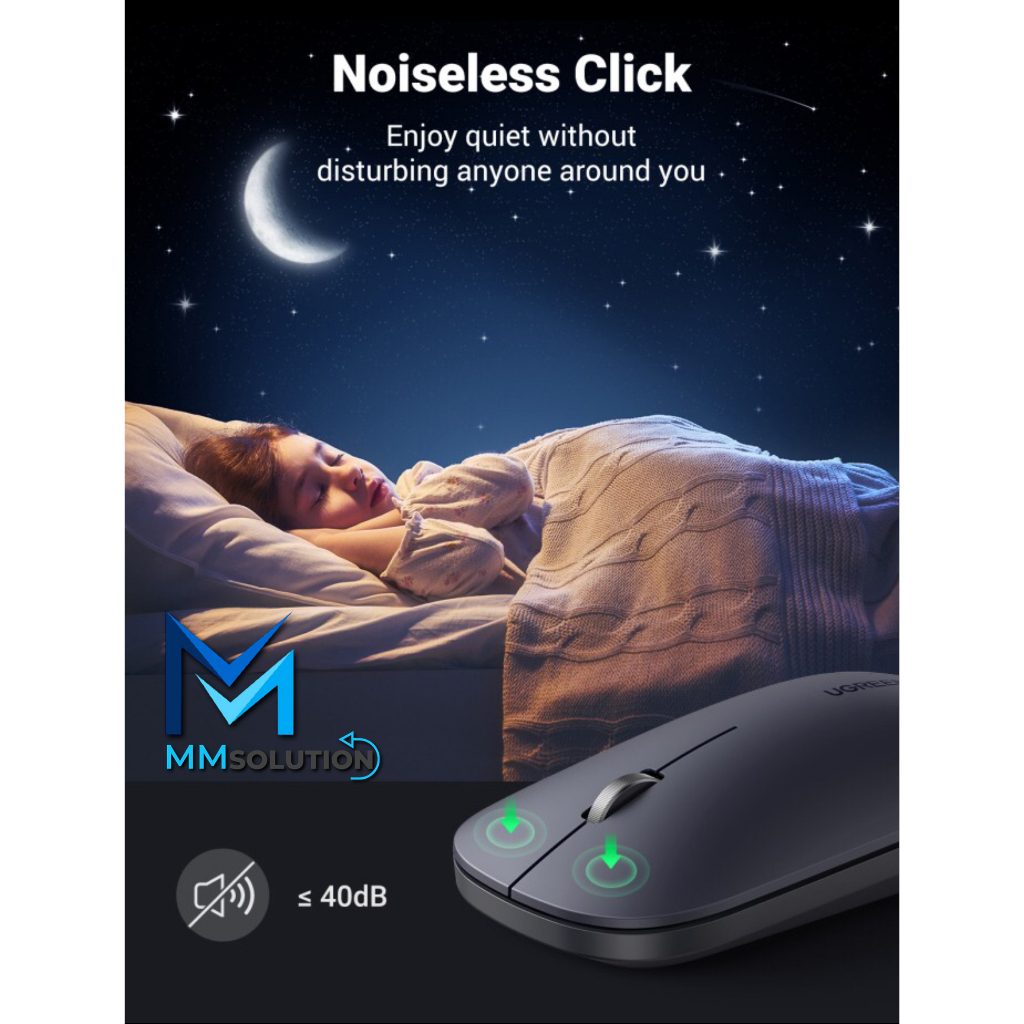 Ugreen Mouse Wireless Silent Slim 2.4G 4000 DPI Mouse Laptop Komputer