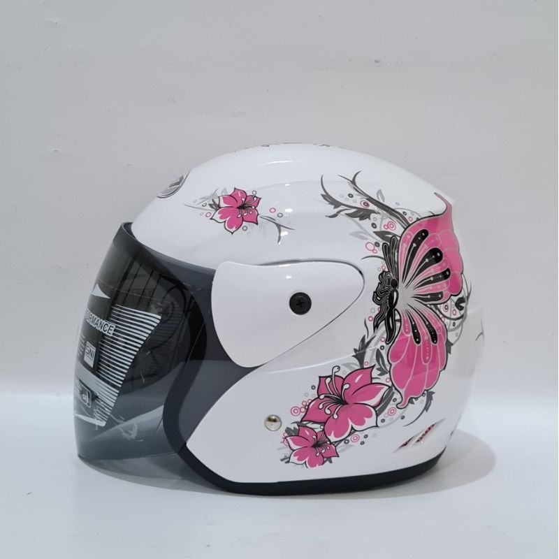 HELM DEWASA EVO MOTIF SIZE L Helm SNI dewasa uk Besar untuk cewek cowok cocok wanita hijab juga warna black doff hitam putih  motif snoopy kupu bunga