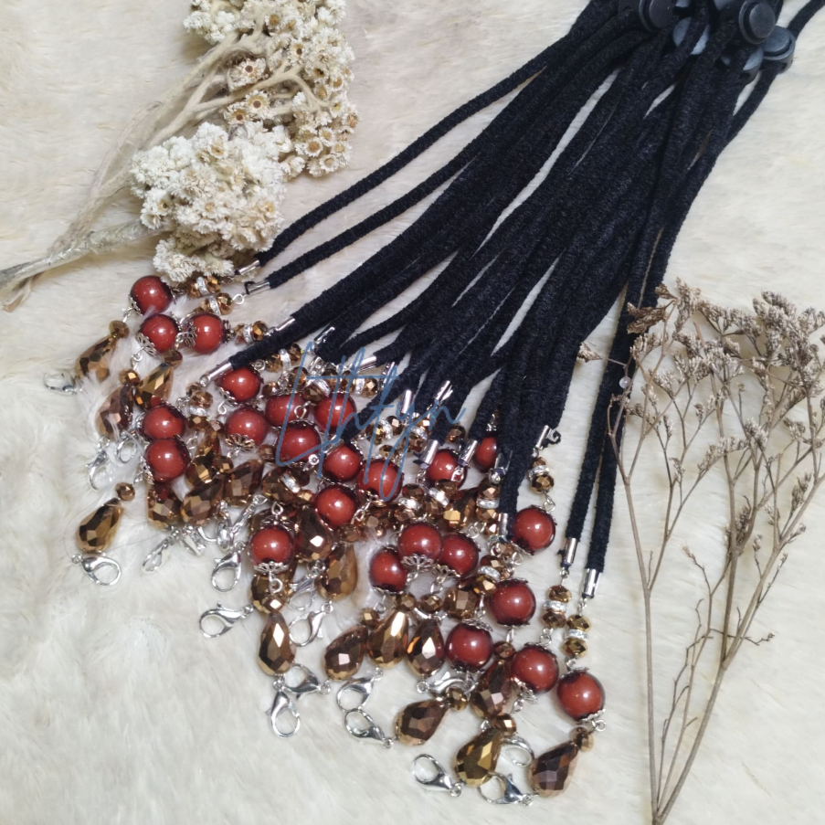 STREP MASK // TALI MASKER UNTUK HIJAB // TALI MASKER 1BOLA 3 KRISTAL