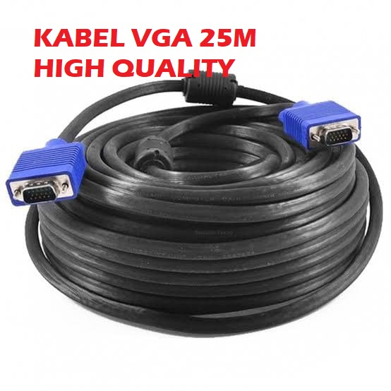 KABEL VGA 25 METER MALE TO MALE HIGH QUALITY VGA CABLE 25M - KABEL VGA 25M WARNA HITAM PLATE
