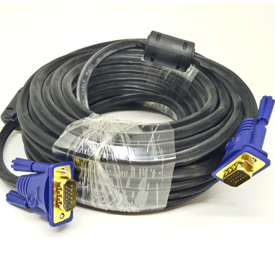 KABEL VGA 25 METER MALE TO MALE HIGH QUALITY VGA CABLE 25M - KABEL VGA 25M WARNA HITAM PLATE