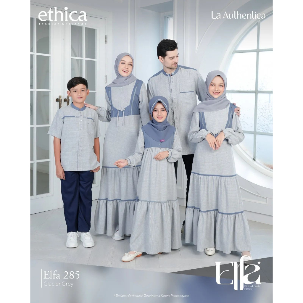 Sarimbit Ethica 2023 / Elfa 285 Glacier Grey / Gamis Dewasa Ayumi 364 / Koko Dewasa Kahfi 271 / Sari