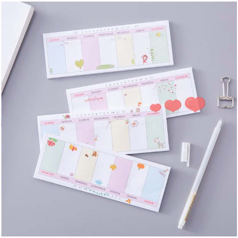 【GOGOMART】Sticky Notes Weekly Planning / Sticky Memo Memopad Rencana Seminggu - 60543