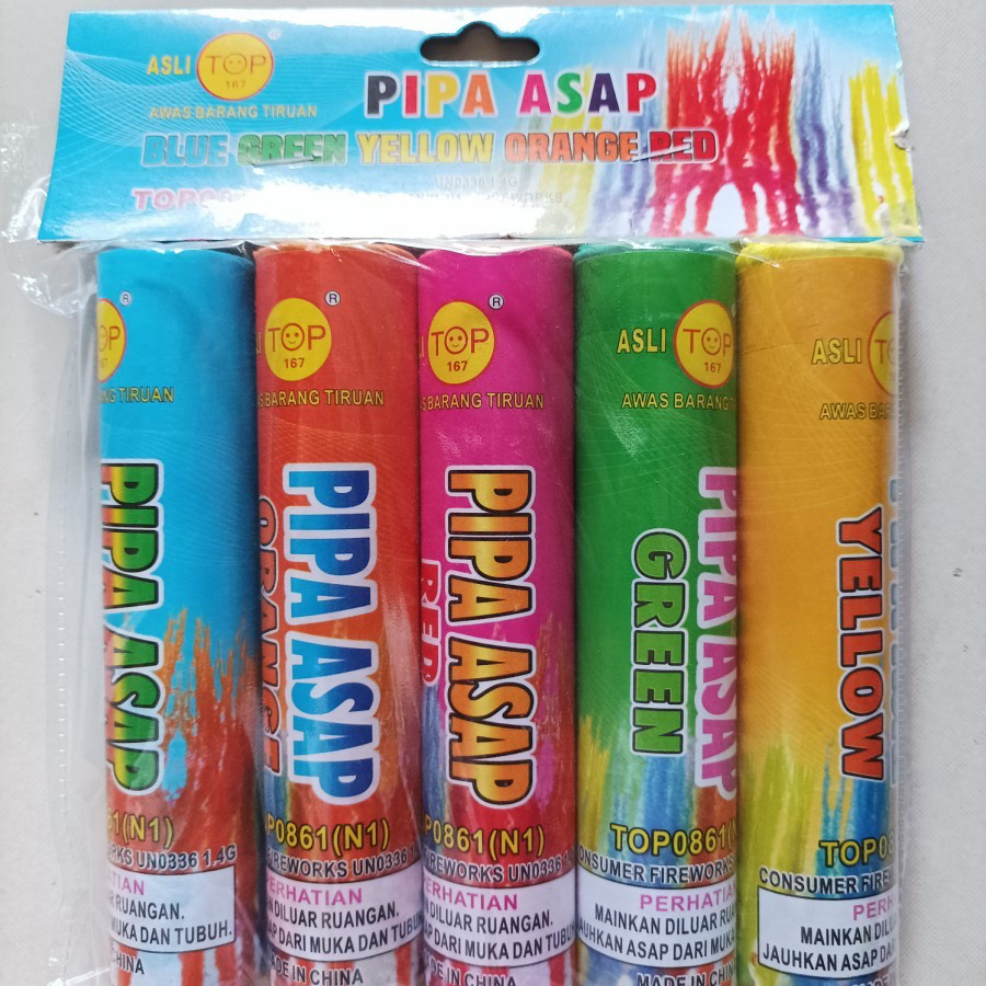 smoke bomb per pack set isi 5 pcs / pipa asap warna bom asap