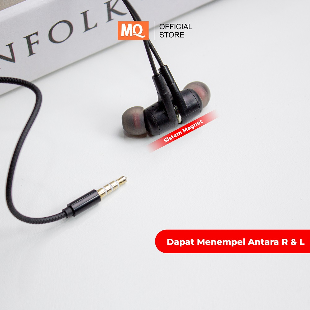 MQ Super Bass Headset Bass Stereo Earphone Wired Headphone With Mic Hedset Gaming Universal Phone Maghnetic Super Big Bass MQ123