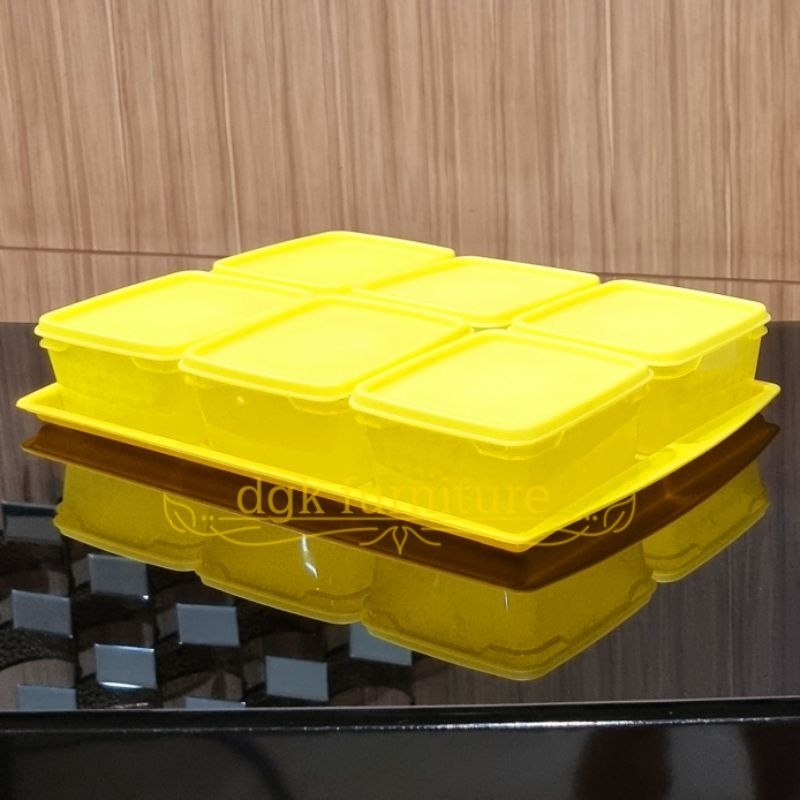 Toples Stoples Sealware SEGI PETAK KOTAK Tonam Topan Nampan Talam Alas SET Tempat Wadah Kue Kering Manisan Permen PLASTIK Lebaran Ramadan Ramadhan 800 ML 0.8 Liter L 0.8 Kg Set 6 BUAH 1 Nampan 6 + 1 7 IN 1