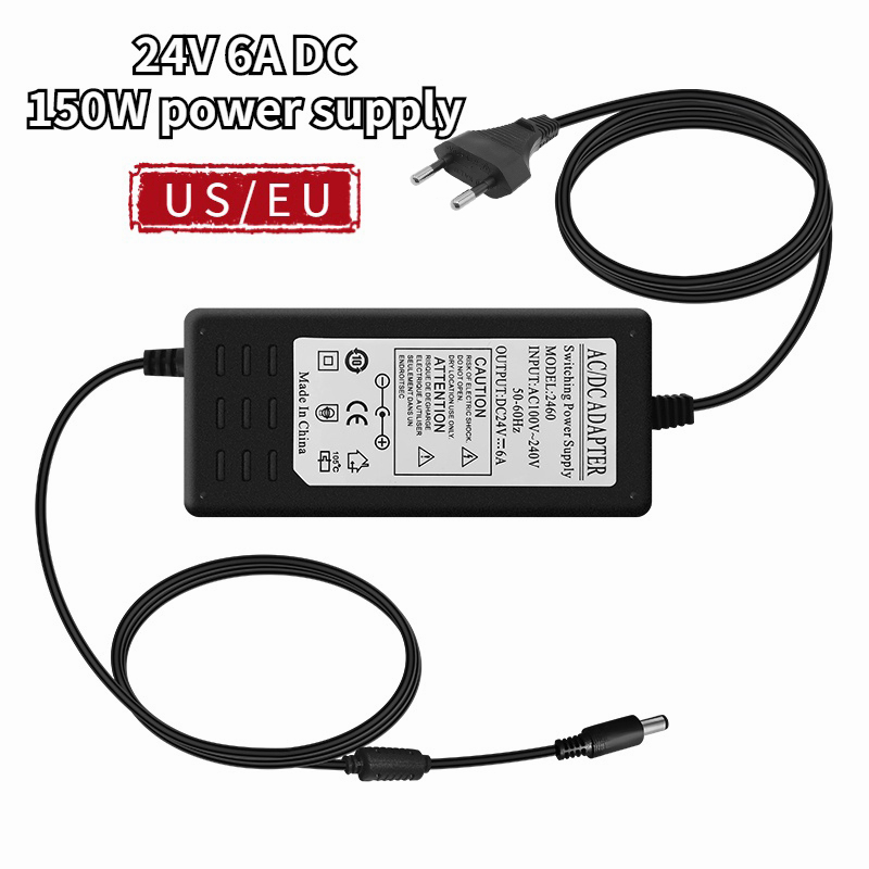 DC24V 6A Adaptor US/EU Plug 150W Power Supply Transformer LED Driver Power Supply untuk Lampu LED Ampli