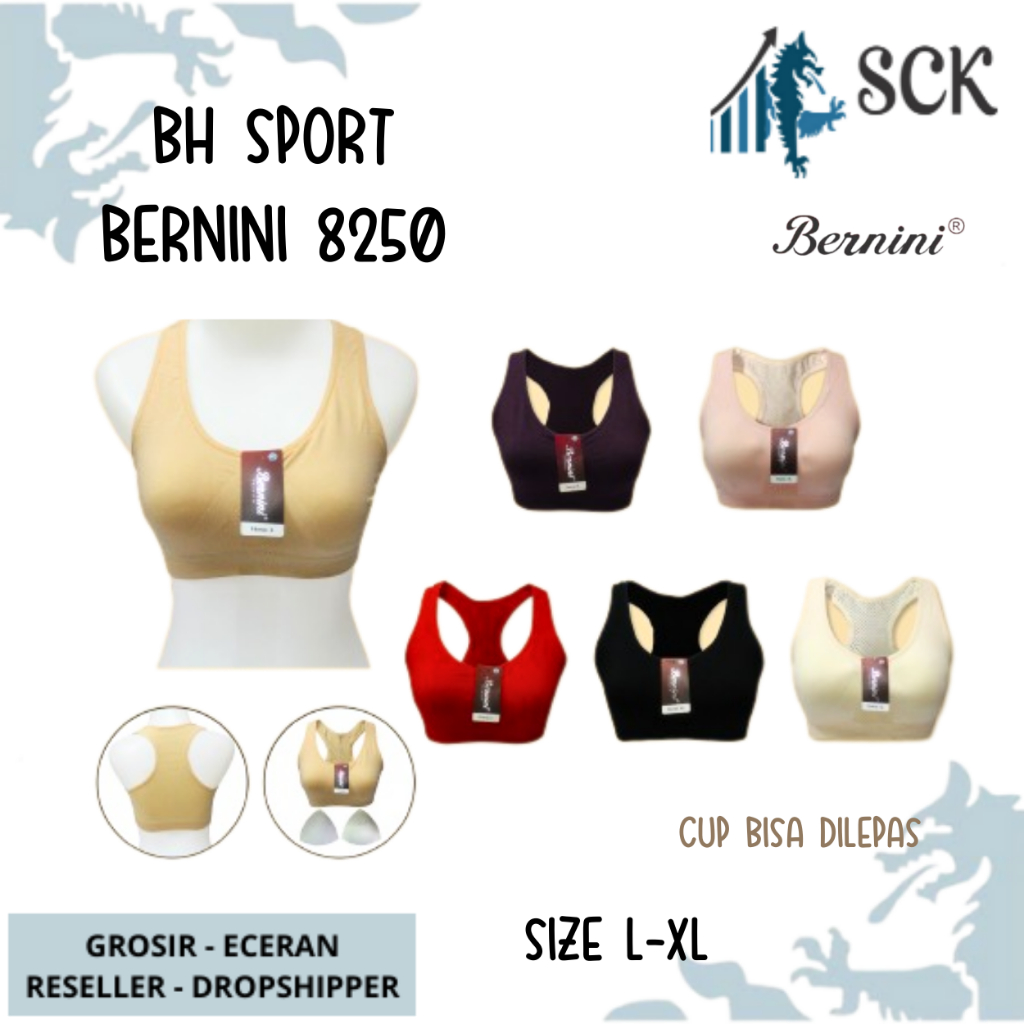 BH Wanita BERNINI 8250 Model Sport Bahan Katun Miniset BH Premium BERNINI Bahan Rajut MS 8250 / BH Yoga Aerobik Fitness Halus - sckmenwear GROSIR