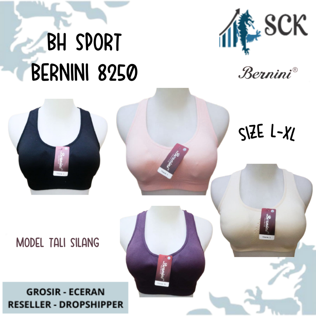 BH Wanita BERNINI 8250 Model Sport Bahan Katun Miniset BH Premium BERNINI Bahan Rajut MS 8250 / BH Yoga Aerobik Fitness Halus - sckmenwear GROSIR