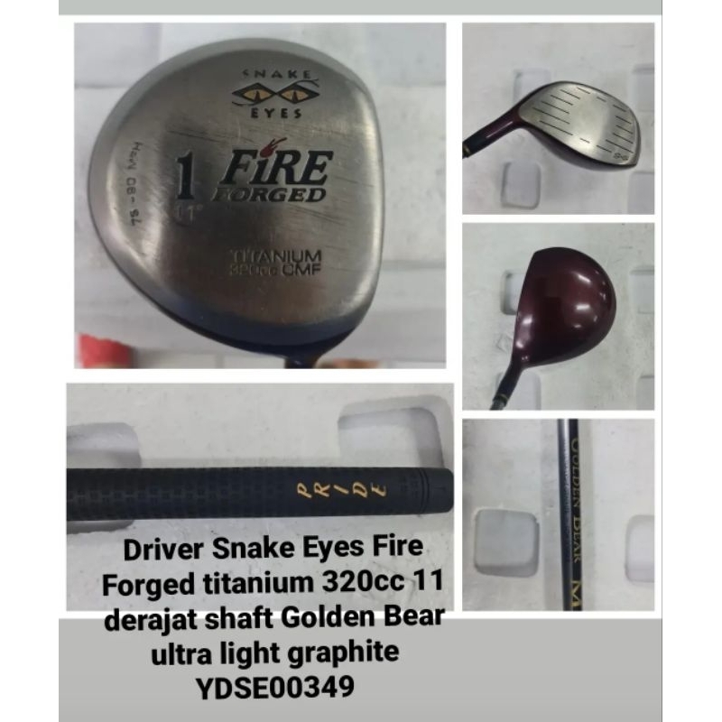 Stik golf Driver Snake Eyes Fire Forged titanium 320cc 11 derajat shaft Golden Bear ultra light grap
